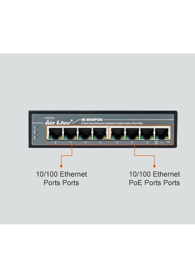 إيرليف IE-840: 8 ports switch with 4 Port 802.3at/af PoE port - Image 1