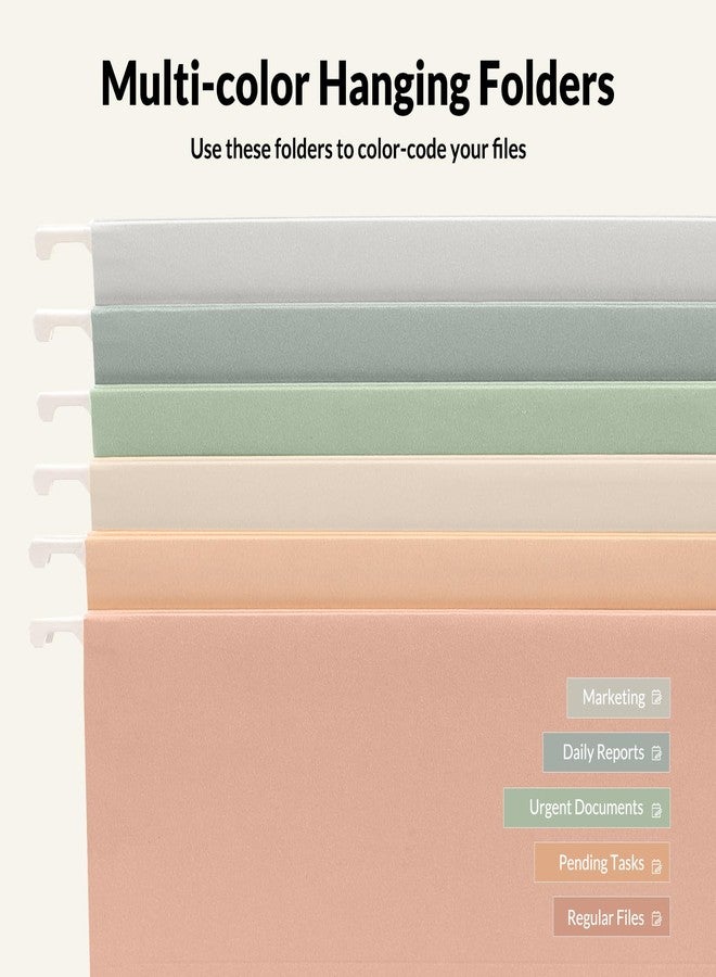 SUNEE Hanging File Folders, 6 Pack Letter Size Hanging File Folders with 1/5-Cut Tabs, Ideal for Home and Office Organization and Papers Classification,Morandi Colors - Image 4