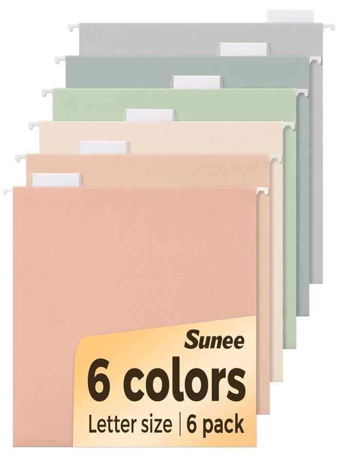 SUNEE Hanging File Folders, 6 Pack Letter Size Hanging File Folders with 1/5-Cut Tabs, Ideal for Home and Office Organization and Papers Classification,Morandi Colors - Image 1