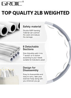 GROIC 1.2KG Weighted Hula Hoop,Hula Hoops for Weight Loss,Waist Trainer Fitness Hula Hoop, 8 Section Adjustable&Detachable Design,Workout Hula Hoop  - Image 3