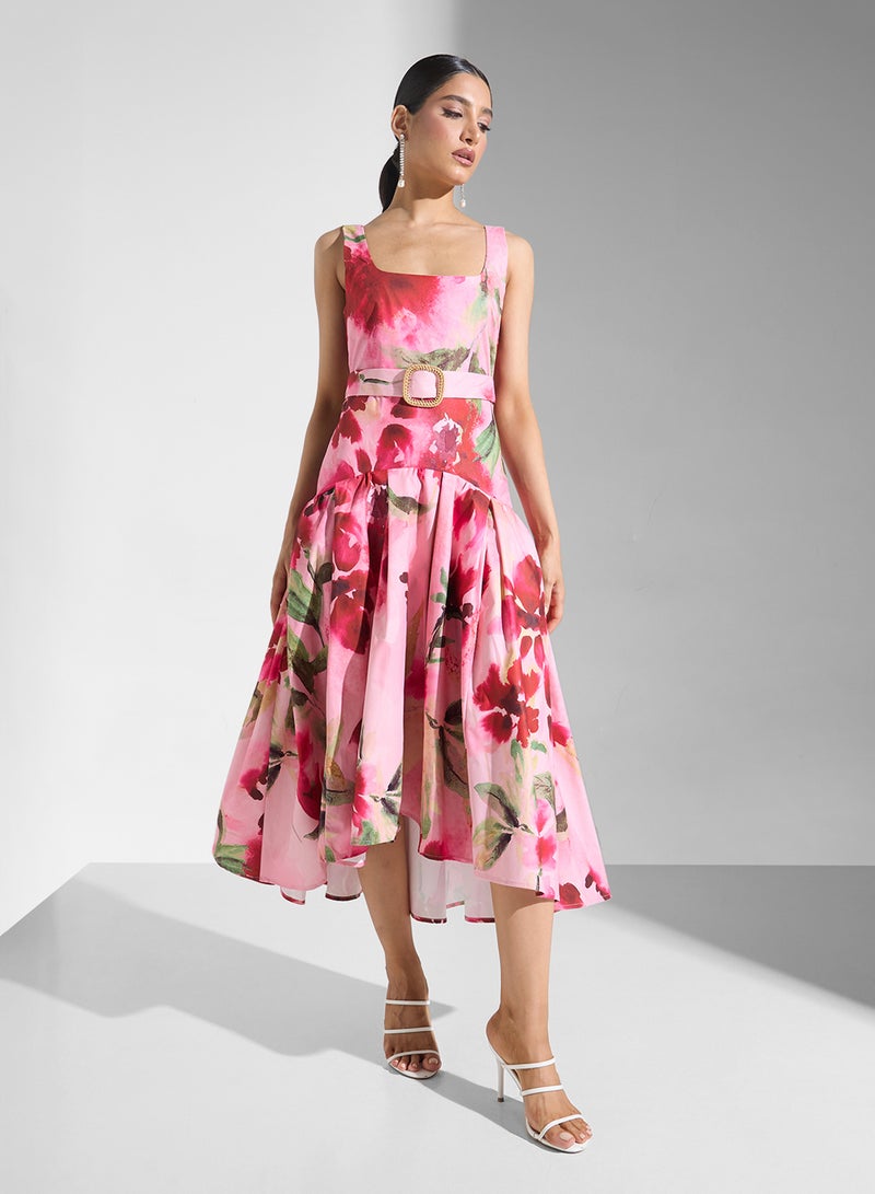 Hope & Ivy Floral Belted Dress - Image 1