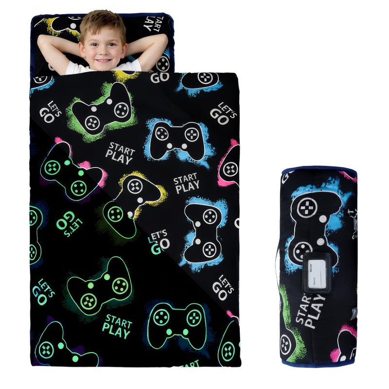 MORAIS Toddler Nap Mat with Removable Pillow and Blanket Glow in the Dark 52 x 20 Lightweight and Soft Nap Mat for Preschool Daycare Game - Image 2