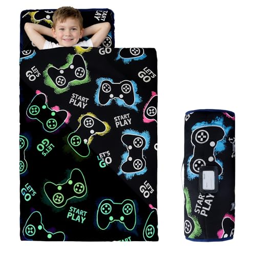 MORAIS Toddler Nap Mat with Removable Pillow and Blanket Glow in the Dark 52 x 20 Lightweight and Soft Nap Mat for Preschool Daycare Game - Image 1