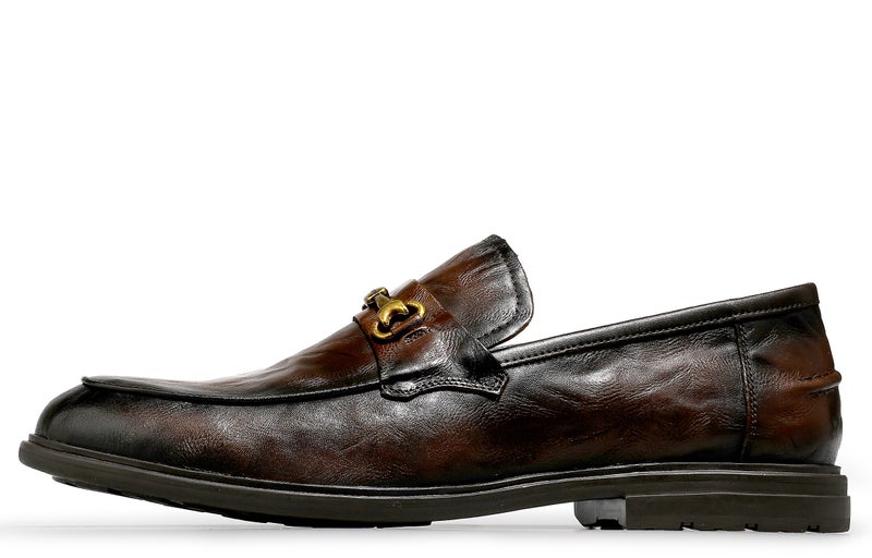 Desai Top Grain Cow Leather Dress Shoes Men's Brown - Image 1
