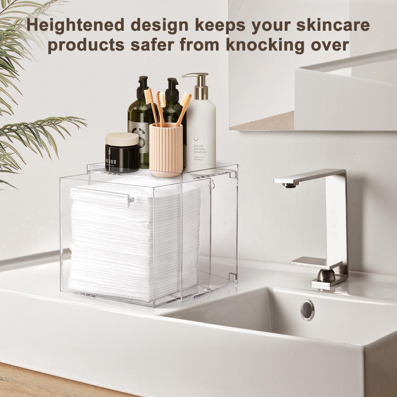 TAINESS Disposable Facial Towels Storage Box - Acrylic Container Compatible With Clean Skin Club Clean Towel XL - Wall-Mounted Makeup Organizer With Drawer (Excluding Facial Towels) - Image 3