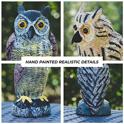 Galashield Plastic Owl Decoys [Set of 3] - Multicolor Owl Statues for Garden & Outdoors, Scare Birds Away, Realistic Design with Reflective Eyes, Weather Resistant - Image 2