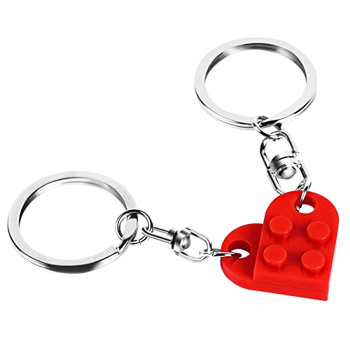 Meyerascal Red Heart Keychain Set for Couples - 2 Colored Matching Keychains - Image 1