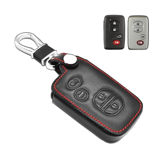 MECHCOS Compatible with Toyota 86 Avalon Camry Corolla Highlander Prius Venza RAV4 Sequoia Prius Plug-in Key Fob Cover Case Leather Protector Shell Key Chain Holder - Image 1