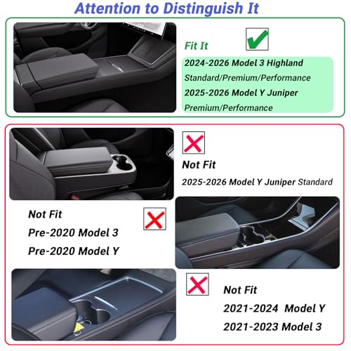 Carwiner 5PCS Center Console Organizer Compatible with 2025-2026 Tesla Model Y Juniper/2024-2026 Model 3 Highland Accessories, Hidden Storage Box, Cup Holder and Silicone Mat(Not Fit Juniper Standard) - Image 2