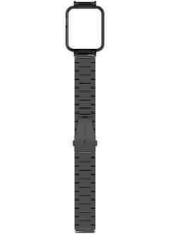 Generic 2in1 Stainless Steel Watch Band Strap With Metal Cover Magnetic For Xiaomi Mi Watch Lite / Redmi Watch Bracelet Frame Cover Protective Case Metal Watchband (Black)  - Image 4