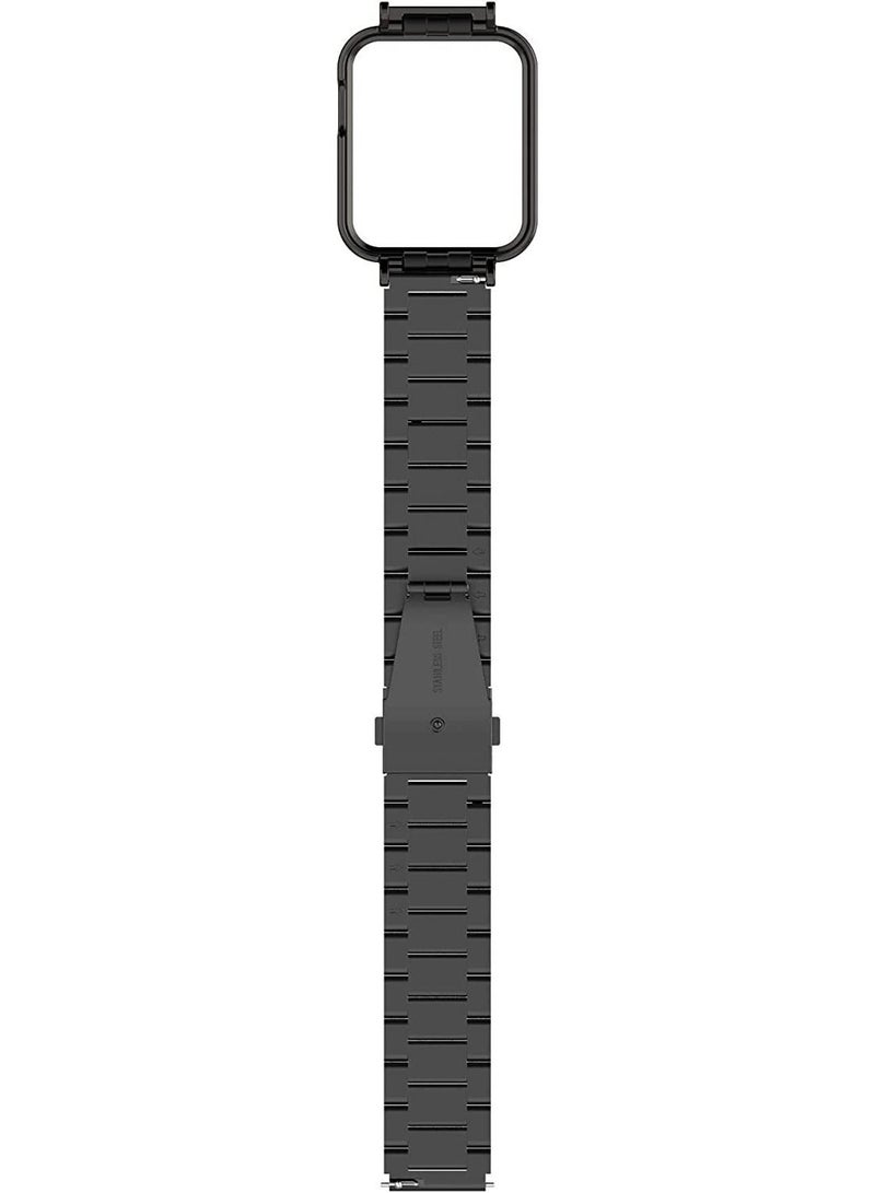 2in1 Stainless Steel Watch Band Strap With Metal Cover Magnetic For Xiaomi Mi Watch Lite / Redmi Watch Bracelet Frame Cover Protective Case Metal Watchband (Black)  - Image 4
