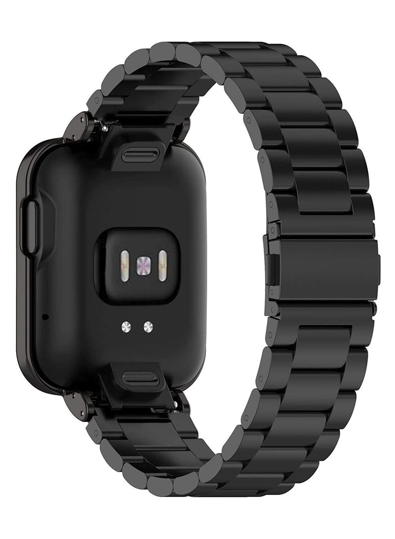 2in1 Stainless Steel Watch Band Strap With Metal Cover Magnetic For Xiaomi Mi Watch Lite / Redmi Watch Bracelet Frame Cover Protective Case Metal Watchband (Black)  - Image 2