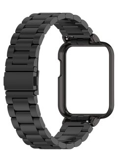 Generic 2in1 Stainless Steel Watch Band Strap With Metal Cover Magnetic For Xiaomi Mi Watch Lite / Redmi Watch Bracelet Frame Cover Protective Case Metal Watchband (Black)  - Image 3