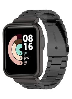 Generic 2in1 Stainless Steel Watch Band Strap With Metal Cover Magnetic For Xiaomi Mi Watch Lite / Redmi Watch Bracelet Frame Cover Protective Case Metal Watchband (Black)  - Image 1