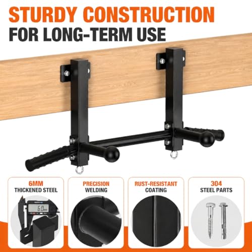 HWOOUSA Joist Mounted Pull Up Bar, 650lbs Heavy Duty Strength Training Pullup Bars, Multi-Grip Chin Up Bar for Home Gym, Garage & Basement Ceiling Beam Installation - Image 2