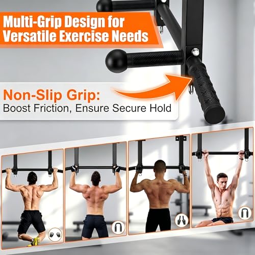 HWOOUSA Joist Mounted Pull Up Bar, 650lbs Heavy Duty Strength Training Pullup Bars, Multi-Grip Chin Up Bar for Home Gym, Garage & Basement Ceiling Beam Installation - Image 4