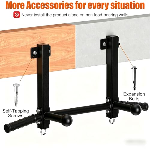 HWOOUSA Joist Mounted Pull Up Bar, 650lbs Heavy Duty Strength Training Pullup Bars, Multi-Grip Chin Up Bar for Home Gym, Garage & Basement Ceiling Beam Installation - Image 5