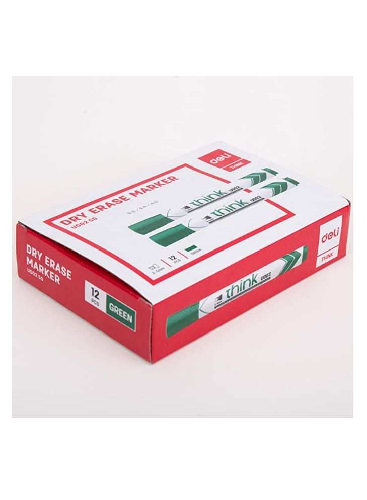 Deli 12-Piece Dry Erase White Board Marker Chisel Tip Green Ink - Image 2