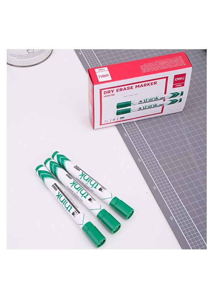 Deli 12-Piece Dry Erase White Board Marker Chisel Tip Green Ink - Image 5