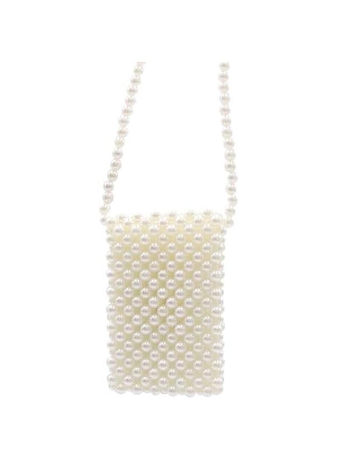 White Pearl Purse Shoulder Bag for Women Girls Purse Pearl Beaded Clutch for Prom Wedding Date,Flap Evening Bag 5# - Image 2