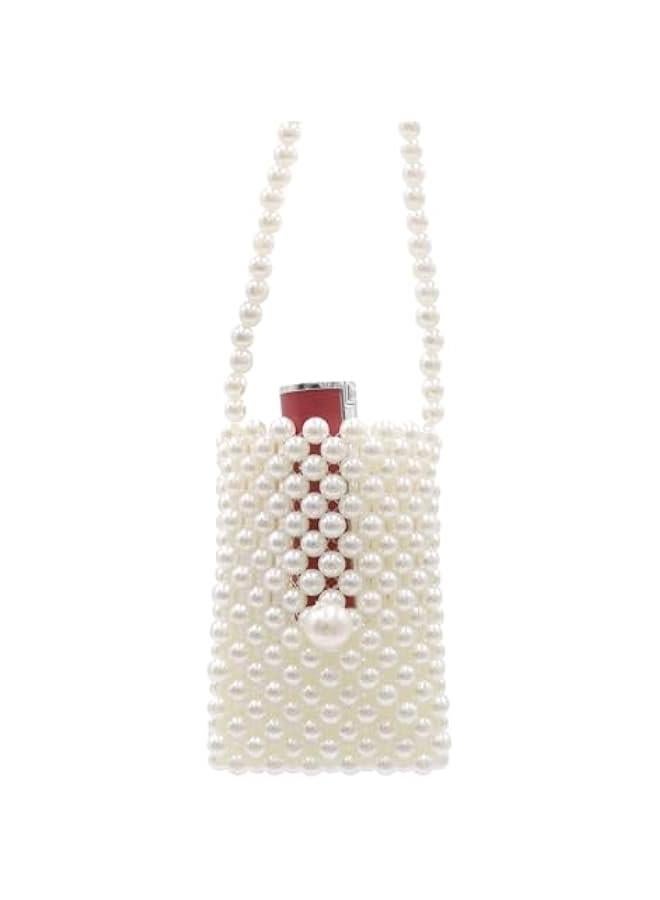 White Pearl Purse Shoulder Bag for Women Girls Purse Pearl Beaded Clutch for Prom Wedding Date,Flap Evening Bag 5# - Image 5