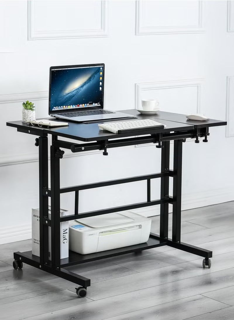 Toshionics Height Adjustable Sitting and Standing Desk with Rotating Wheels and Storage Portable Tiltable Mobile Computer Workstation Adjustable Tabletop Desk with USB Ports Sit and Stand Ergonomic Gaming Home Office Desk Multifunctional Rolling Table with Storage  - Image 4