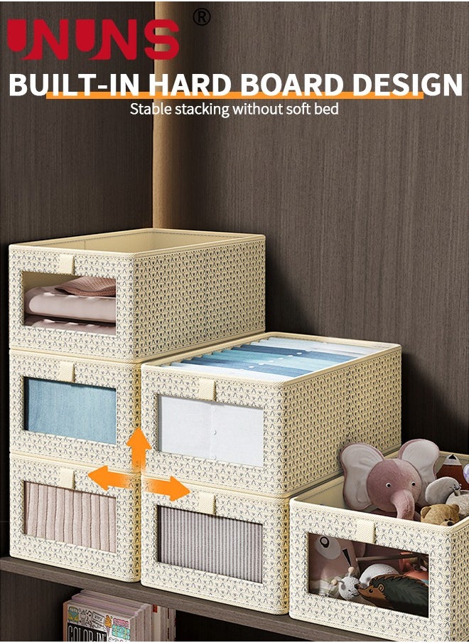 UNUNS 4PCS Foldable Closet Organizers Storage Set,Dresser Drawer Organizers, Underwear Organizer Dividers,Storage Box For Socks,Sweater,Scarves,Baby Clothes and Jeans,Khaki  - Image 5