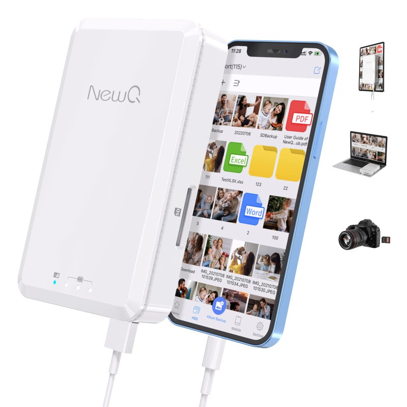 NEWQ Hard Drive for Phone Computer: 2 TB Photo Stick Portable Storage Device External HDD USB Flash for iPhone & iPad & Android Cellphone Backup Picture | Photo | Video | Data (2TB) - Image 1