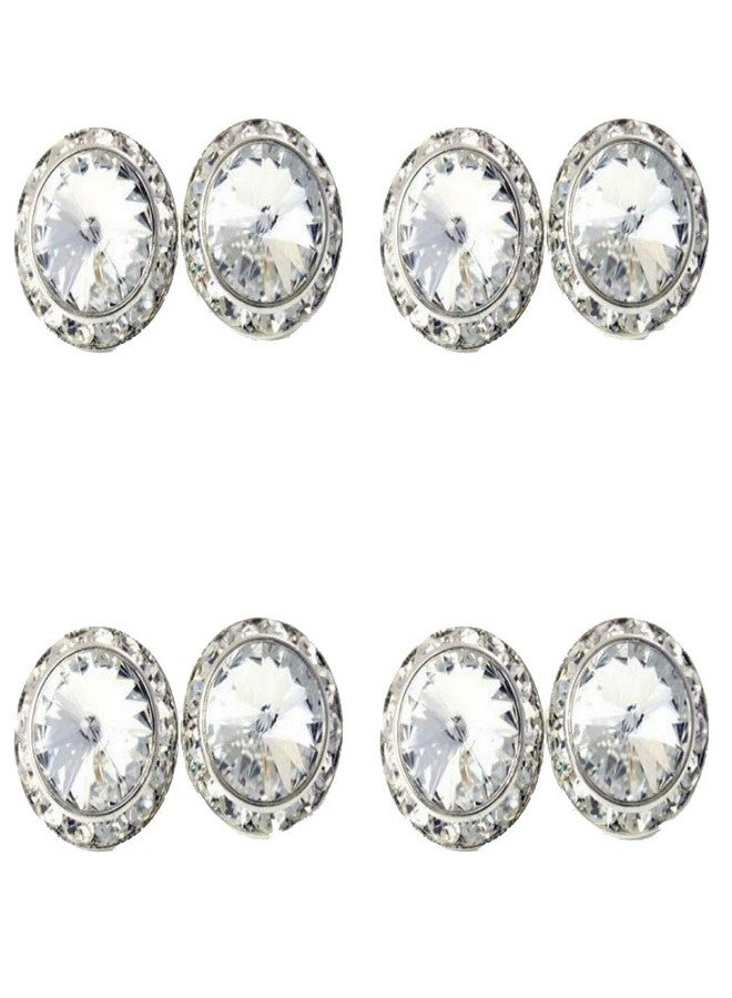 DOLON 4 Pairs 15mm Rhinestone Round Shaped Acrylic Stone Inside Crystal Ear Studs For Dance Competitions Stage Performance Bridal Party Earrings Jewelry Clear - Image 1