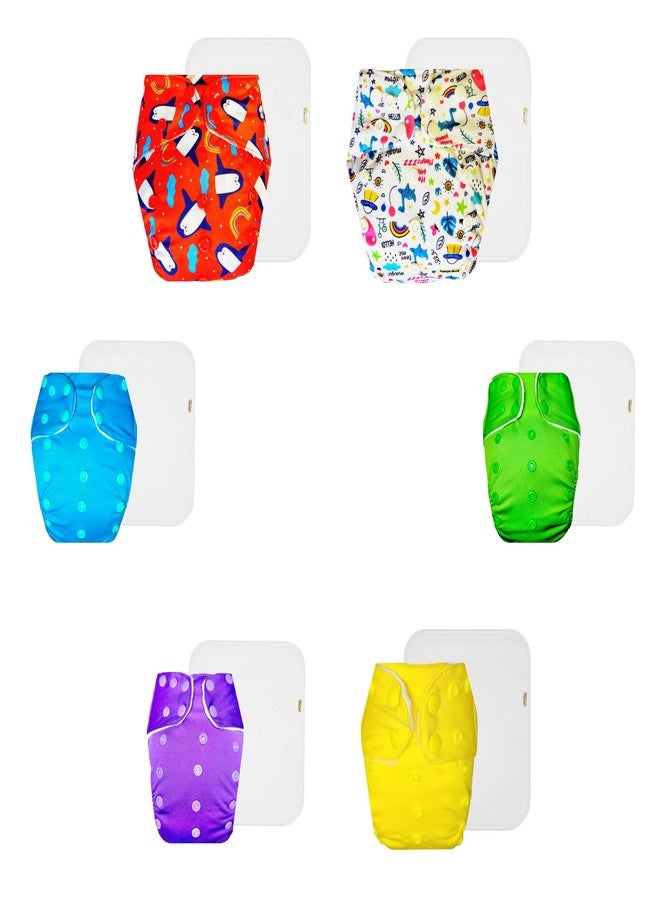 حفاضات دمبلدو القماشية الممتازة مع حشوة قطنية (عبوة من 6) | ملائمة محكمة | وسادة ماصة من 6 طبقات | أزرار كبس قابلة للتعديل | تغيير حفاضات بدون قلق | من 3 أشهر إلى 3 سنوات | للجنسين - Image 1