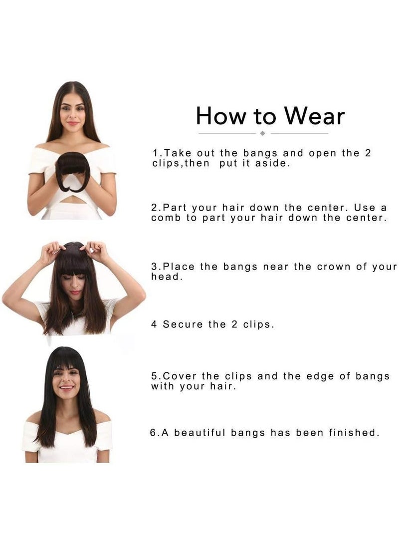 Synthetic Clip-In Air Bangs (Front Fringe) Hair Extension - Light Natural Brown (Color #10) - One Piece - Image 4