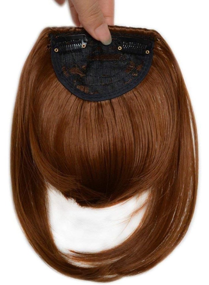 Synthetic Clip-In Air Bangs (Front Fringe) Hair Extension - Light Natural Brown (Color #10) - One Piece - Image 1