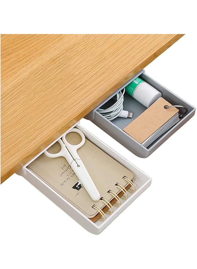erorex Desk Organizer Drawer Under Desk Drawer 2 Pack Under Desk Storage Drawer Organizer Hidden Under Table Drawer Organizer Set Self Stick Expandable Drawer Tray For Office Home School - Image 1