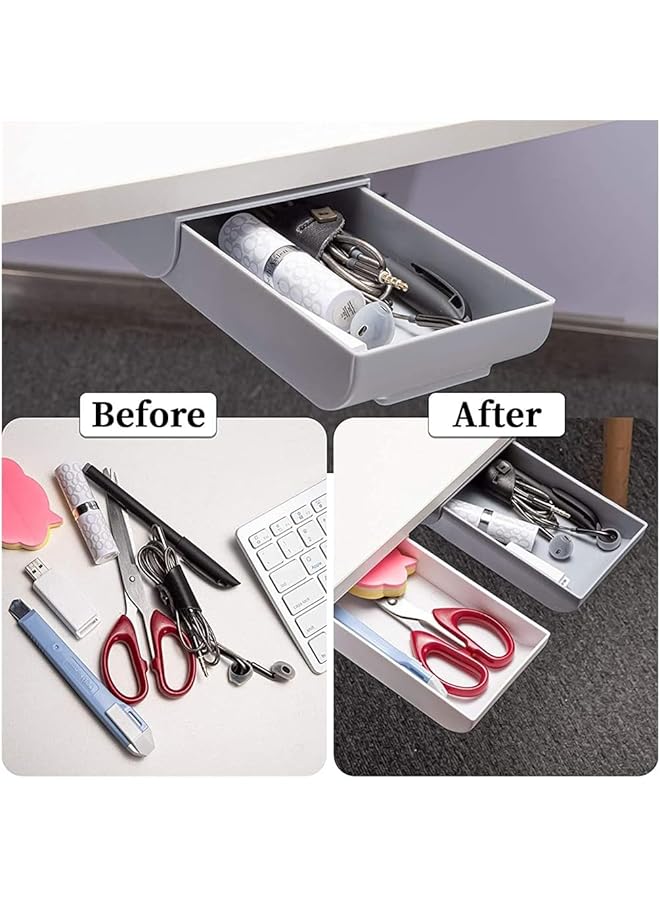 erorex Desk Organizer Drawer Under Desk Drawer 2 Pack Under Desk Storage Drawer Organizer Hidden Under Table Drawer Organizer Set Self Stick Expandable Drawer Tray For Office Home School - Image 3
