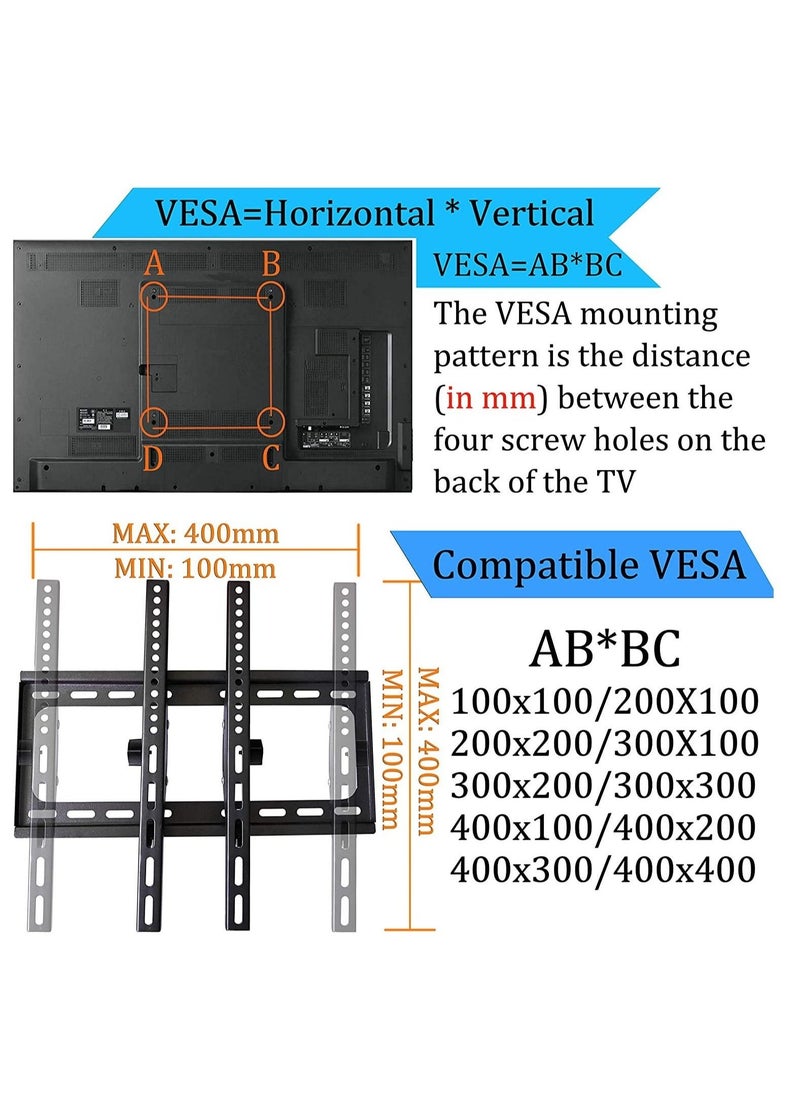 TV Wall Mount Fit for Most 26-55 Inch LED LCD Flat Screen TV up to VESA 400x400mm and 99lbs Loading Capacity with Tilting and Leveling Adjustment (Fit for 26-55 Inch Flat Screen TV) - Image 2