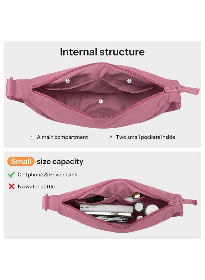 YIKOEE Crescent Bag for Women Men Small Sling Crossbody Bag with Half Moon Shape, Pink, Small - Image 5