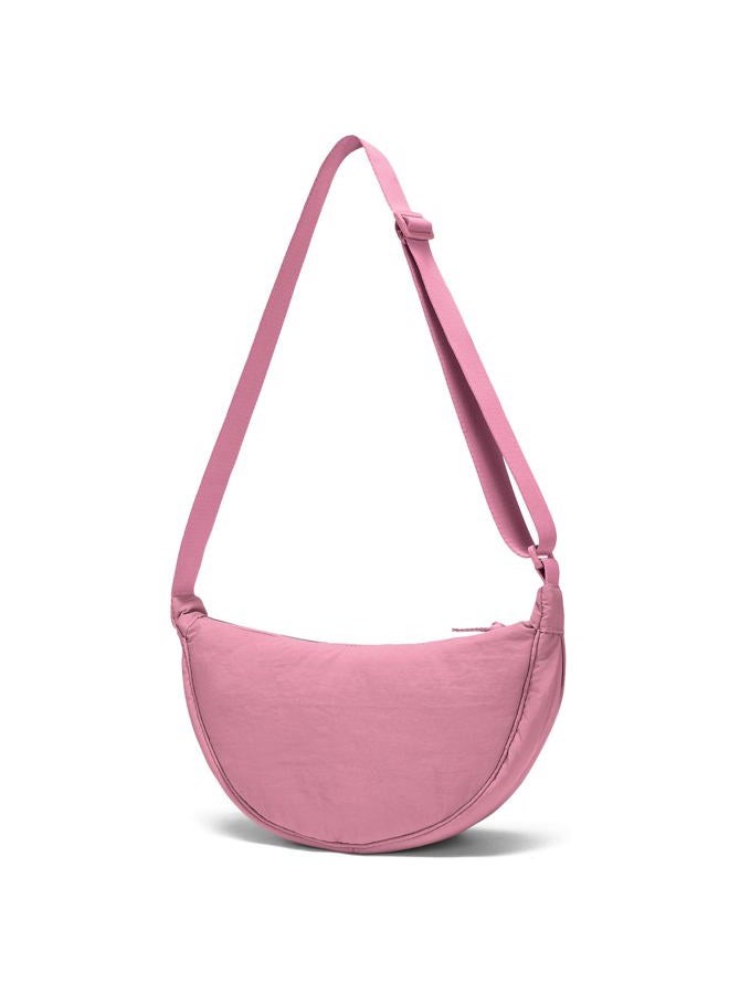 YIKOEE Crescent Bag for Women Men Small Sling Crossbody Bag with Half Moon Shape, Pink, Small - Image 1