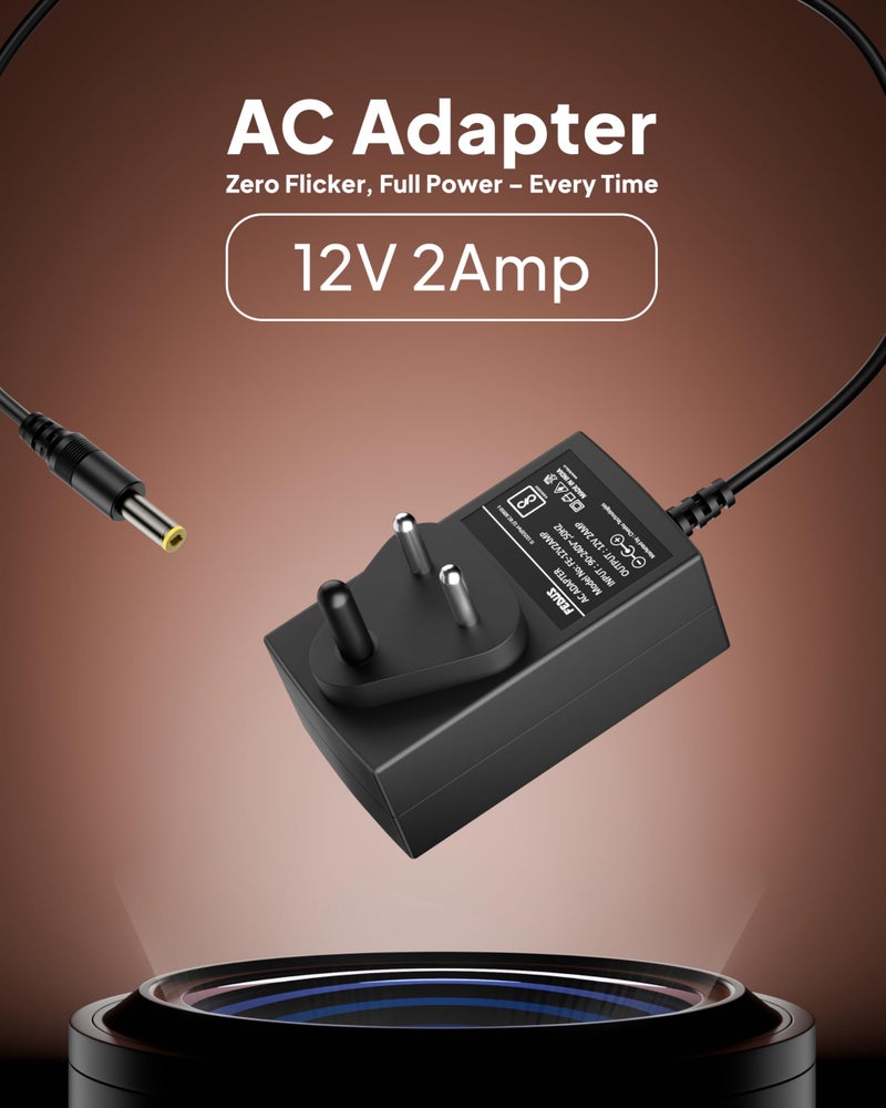 FEDUS 12V 2Amp DC Power Supply Adapter Converter, 12 Volt 2A SMPS for CCTV Camera, Routers, DVR, NVR, LCD Monitor, TV, LED Strip Light, Setup Box, Broadband, AC Input 100-240V, DC Output 12v 2amps - Image 2