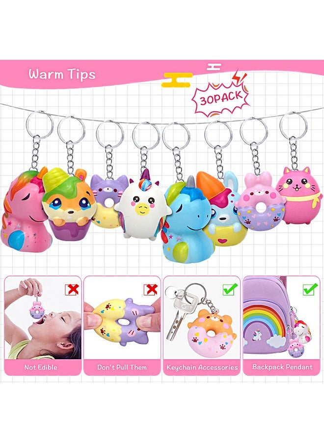 POKONBOY - 30 Pack Kawaii Squishies Squishy Toys, Animals Squishies Cute Unicorn Donuts Slow Rising Creamy Scent Stress Relief Squishies Pack Party Favors Decorative With Key Chain - Image 1