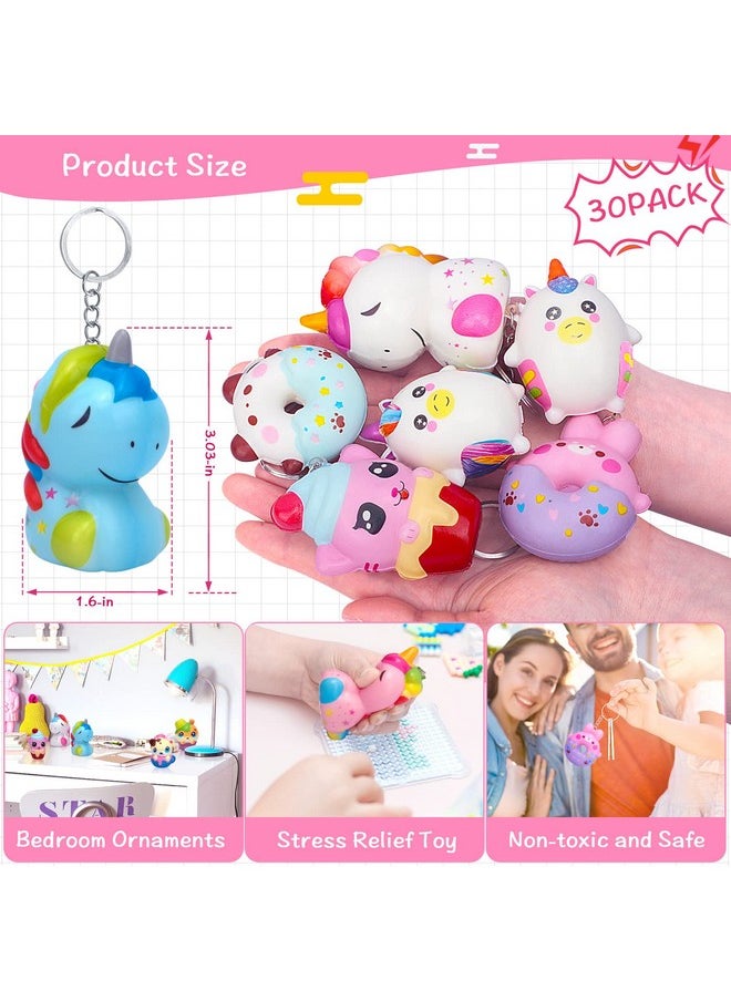 POKONBOY - 30 Pack Kawaii Squishies Squishy Toys, Animals Squishies Cute Unicorn Donuts Slow Rising Creamy Scent Stress Relief Squishies Pack Party Favors Decorative With Key Chain - Image 1