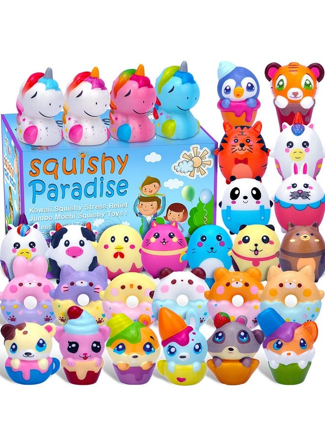 POKONBOY - 30 Pack Kawaii Squishies Squishy Toys, Animals Squishies Cute Unicorn Donuts Slow Rising Creamy Scent Stress Relief Squishies Pack Party Favors Decorative With Key Chain - Image 1