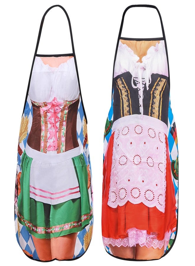 RRBXIA 2 Pcs Oktoberfest Mardi Gras Apron Couples Cooking Aprons German Party Costume for Baking BBQ Chef Kitchen Gifts (DelicateStyle) - Image 1
