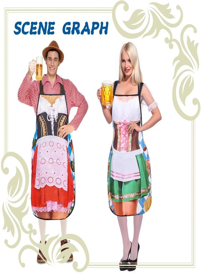RRBXIA 2 Pcs Oktoberfest Mardi Gras Apron Couples Cooking Aprons German Party Costume for Baking BBQ Chef Kitchen Gifts (DelicateStyle) - Image 5