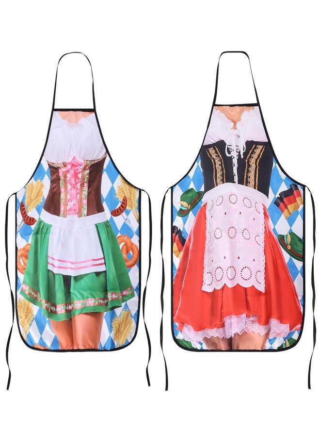 RRBXIA 2 Pcs Oktoberfest Mardi Gras Apron Couples Cooking Aprons German Party Costume for Baking BBQ Chef Kitchen Gifts (DelicateStyle) - Image 2