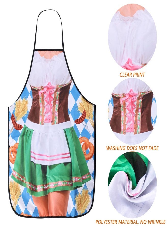 RRBXIA 2 Pcs Oktoberfest Mardi Gras Apron Couples Cooking Aprons German Party Costume for Baking BBQ Chef Kitchen Gifts (DelicateStyle) - Image 3