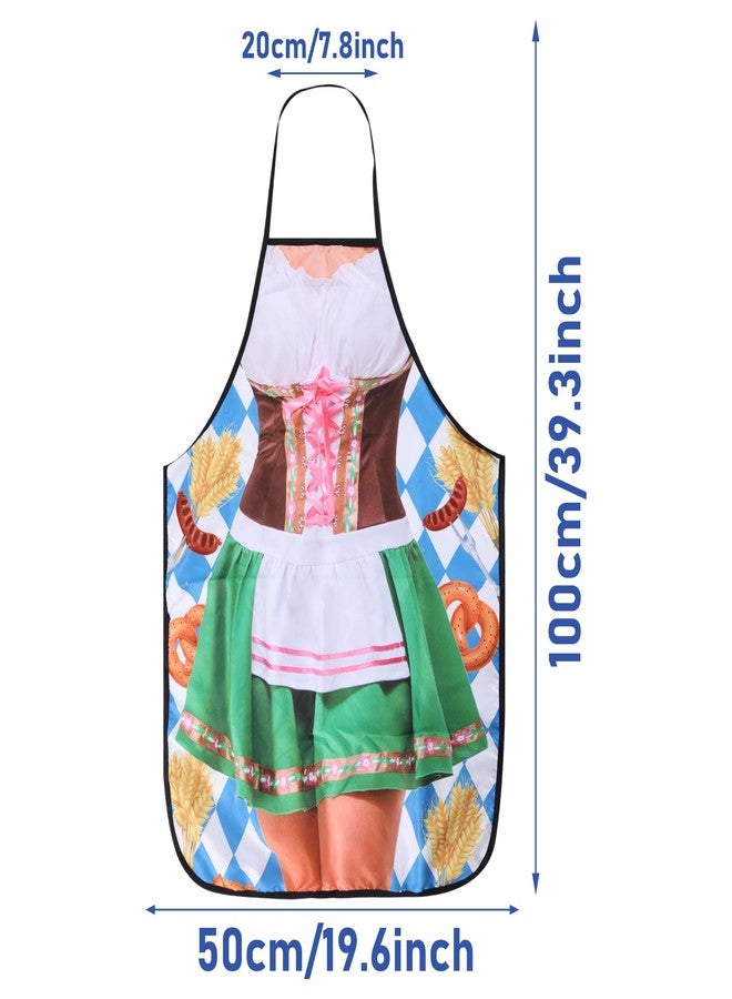RRBXIA 2 Pcs Oktoberfest Mardi Gras Apron Couples Cooking Aprons German Party Costume for Baking BBQ Chef Kitchen Gifts (DelicateStyle) - Image 4