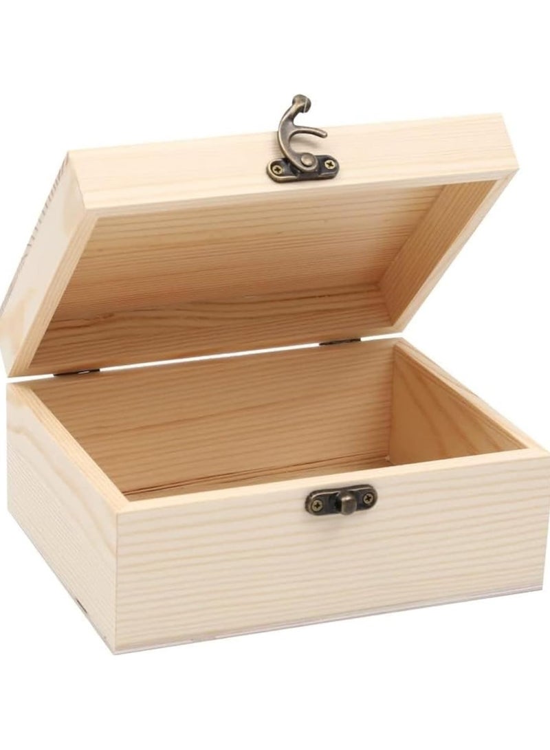 صندوق خشبي غير مكتمل بغطاء مفصلي لتخزين الأطفال، الألعاب، حاوية المجوهرات، الأعمال اليدوية - صينية تنظيم من الصنوبر غير المطلية - Image 1