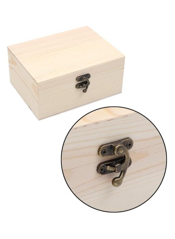 صندوق خشبي غير مكتمل بغطاء مفصلي لتخزين الأطفال، الألعاب، حاوية المجوهرات، الأعمال اليدوية - صينية تنظيم من الصنوبر غير المطلية - Image 4