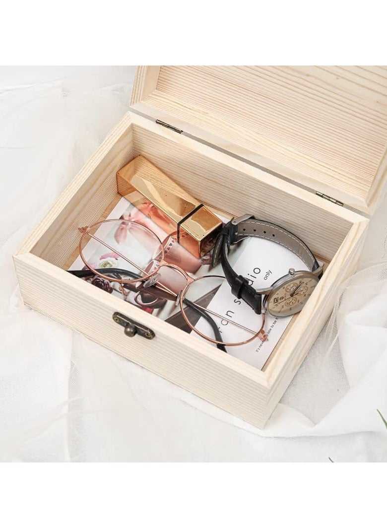 صندوق خشبي غير مكتمل بغطاء مفصلي لتخزين الأطفال، الألعاب، حاوية المجوهرات، الأعمال اليدوية - صينية تنظيم من الصنوبر غير المطلية - Image 5