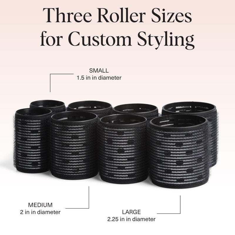 Kitsch Ceramic Thermal Hair Rollers For Women - Self Grip Hair Curlers For Heatless Curls Overnight - Volumizing Large Rollers For Short & Long Hair - For Long Lasting Frizz-Free Curls - Black  8Pcs - Image 5